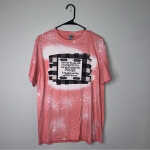 Gildan Orange Short Sleeve Tee with Graphic Thanksgiving Large